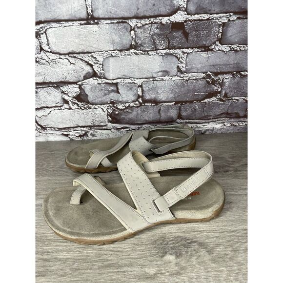 Merrell Aluminum Grey Suede Synthetic Toe Strap Foam Sandals Women Sz 9M US/40EU - Picture 1 of 16